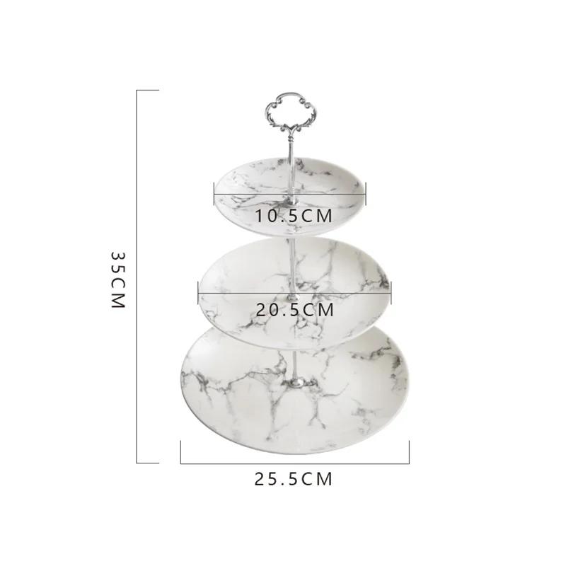 Marble Ceramic Fruit Plates Set Cake Stand Plate Buffet Snack Dishes Candy Dish Bread Porcelain Tray Marbling Tableware Decor