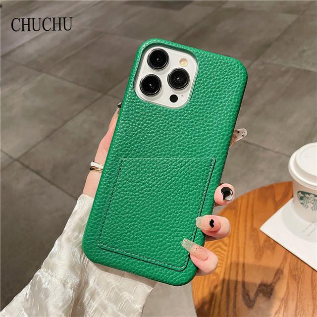 Luxury Brand Skin Card Package Lichee Pattern Pu Leather Phone Case For Iphone 14 13 7 8 Plus X 12 Xr Max 11 Pro Se Mini Cover