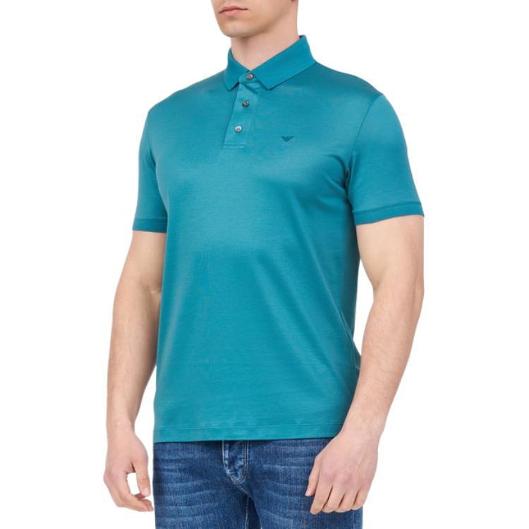 Emporio Armani Solid Color Polo Collar Short Sleeve Polo Shirt Men Tops Green 8N1F98-1JUVZ-0779