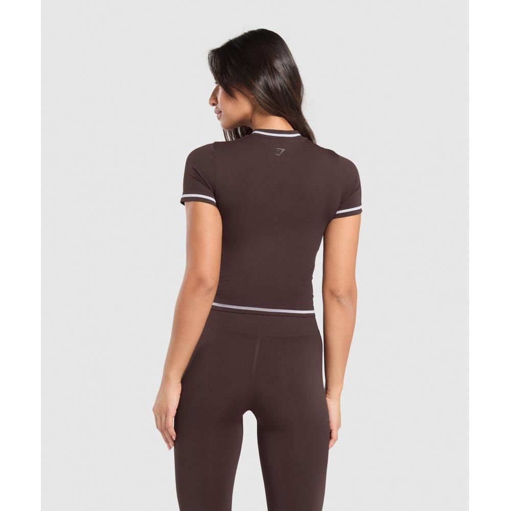 Gymshark Contrast Seamless Midi Tee Heritage Brown B2c1j Ncnz