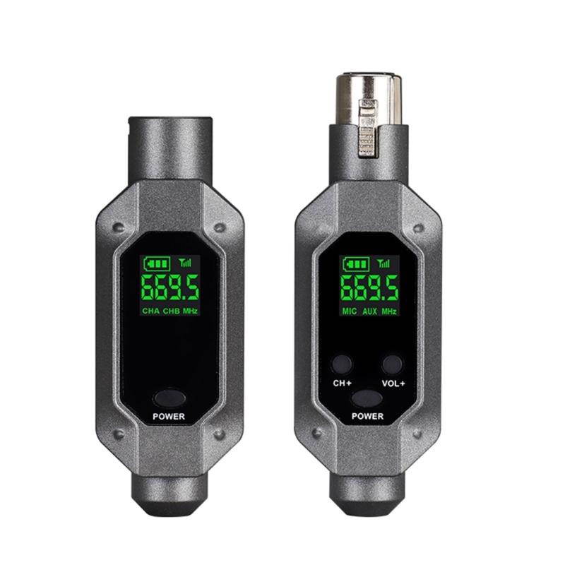 

1Pair Plug-on Microphone Wireless System Transmitter and Receiver Adapter Rechargeable Converter Clear Reception 1