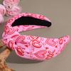 Haarreif Breitkrempiges Stirnband mit Liebesaufdruck Handgefertigte Stoffknoten Rutschfestes Design Schleifen-Haarband Party-Haaraccessoire