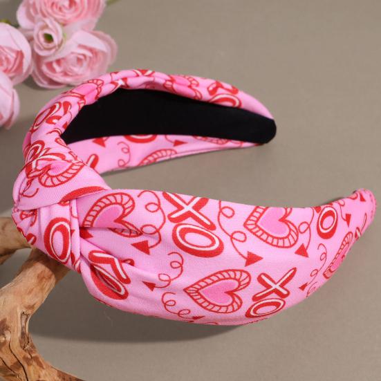 Haarreif Breitkrempiges Stirnband mit Liebesaufdruck Handgefertigte Stoffknoten Rutschfestes Design Schleifen-Haarband Party-Haaraccessoire