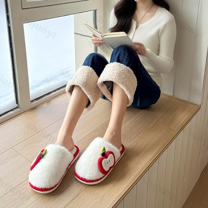 Fashion Couple Cotton Slippers Autumn Winter Women's Indoor Warm Non Slip Home Shoes Lightweight Comfortable Soft Sole Men's Plush Shoes