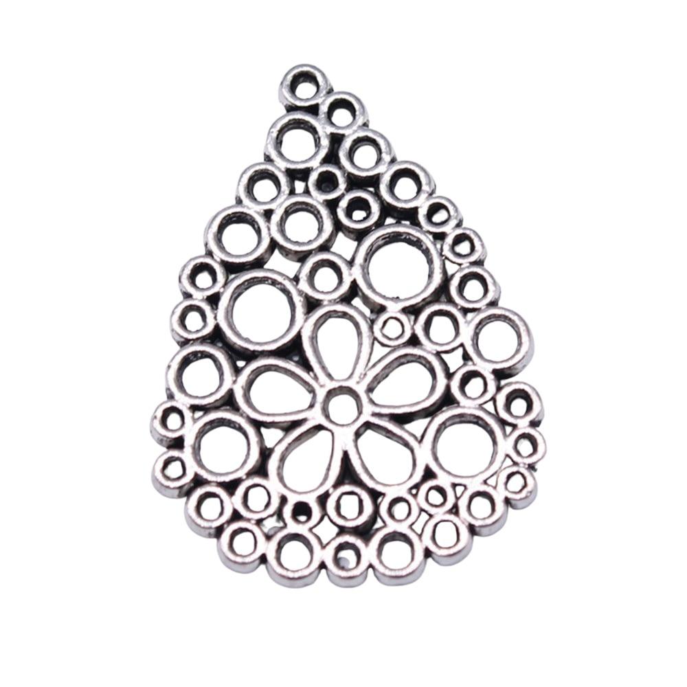 

10шт капли воды цветок подвески подвески античное серебро цвет цинковый сплав 27х20мм