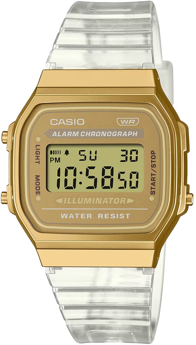 

CASIO цифровые часы Vintage Series Kids Gold Clear Band Overseas модель [Casio] A168XESG-9A мужские женские [Товар]