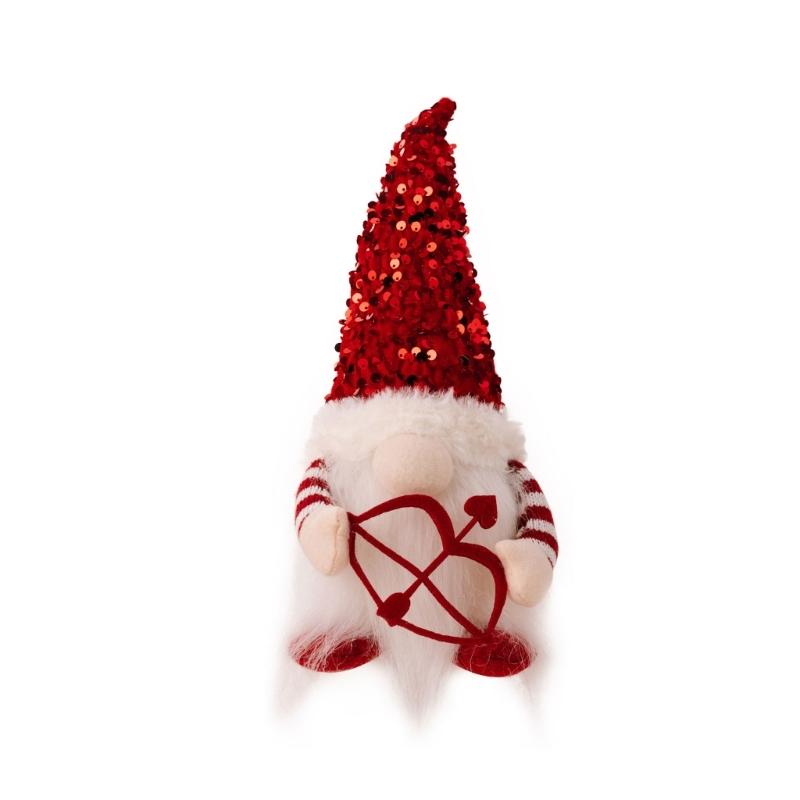 

Valentine s Day Gnome Sequins Hat with Led Light Plushes Beard Doll Ornament for Elf Decoration New Year Holiday Gift красный