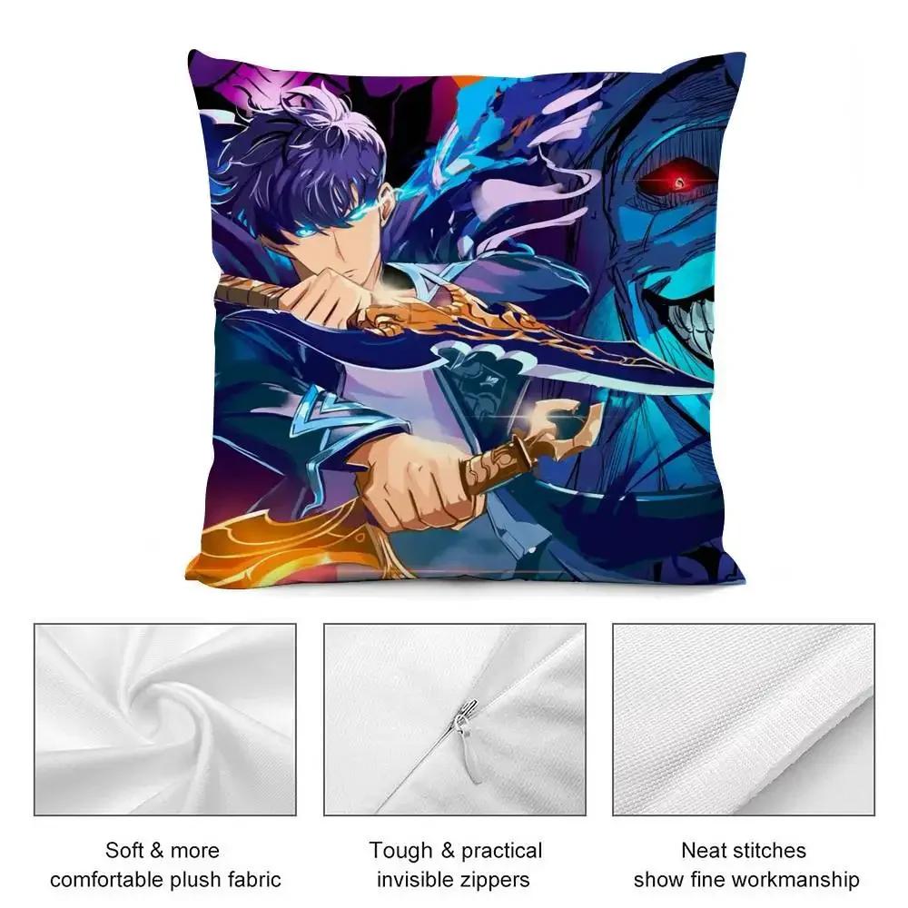 Hot Anime S-Solo Leveling Pillow Case Short plush Double-sided Print Square Throw Pillow Covers Sofa Home Cushion Decor