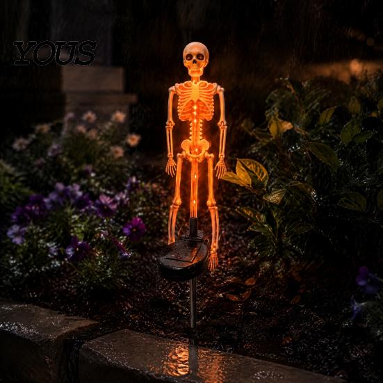 Akcesoria na imprezę Halloweenową na ścieżki 2 szt. Solarna Lampa-Palik Szkielet, Świecąca Realistyczna Figurka, Wodoodporne Oświetlone Akcenty Ogrodowe Lampa na Trawnik Zewnętrzna