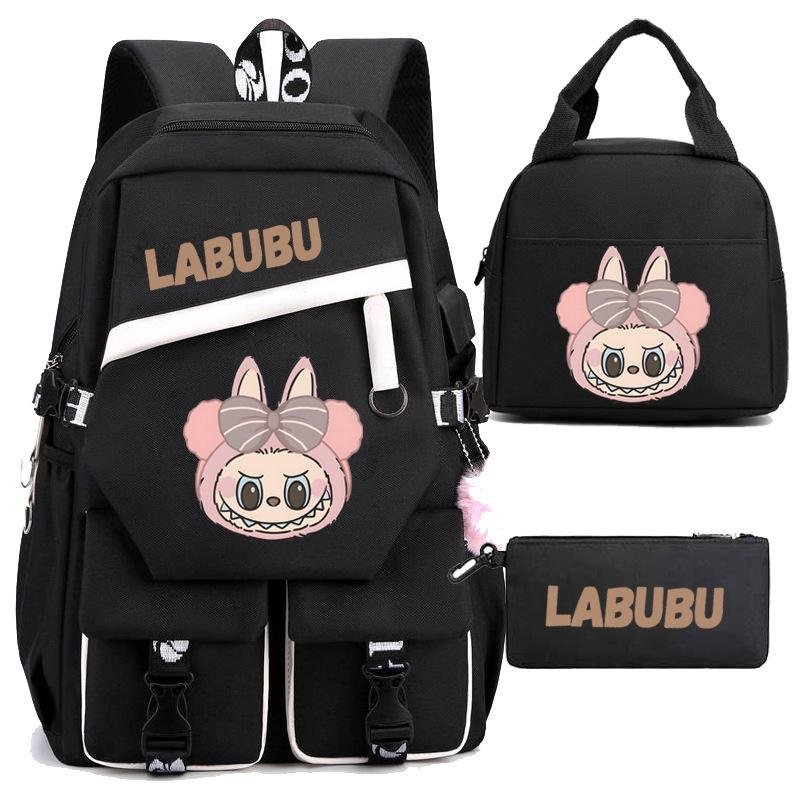 New Labub Children's School Bag Backpack Lunch Bag Pencil Case Three-piece Set