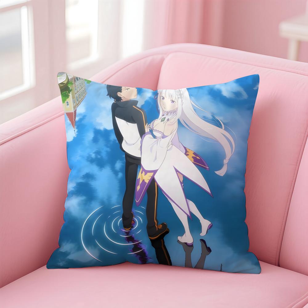 Emotionally R-Rezero Starting Life In Another Worlds Cushion Cover Pillow Case Soft Friendly Fabric & Concealed Zipper