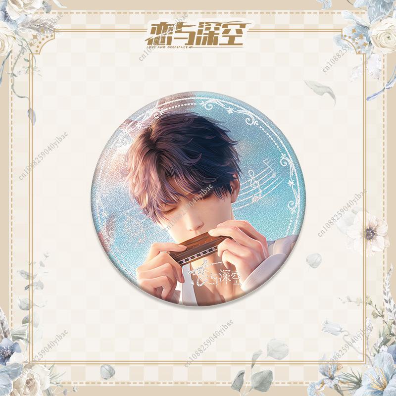 Love and Deepspace Sylus Xavier Zayne Rafayel 75MM Anime Cosplay Shiny Colorful Badge Brooch Pin Game Fans Collection Deco Gift