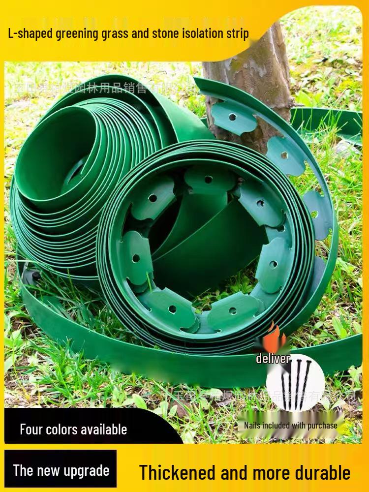 L-Shaped Plastic Grass & Stone Garden Edging Strip for Landscaping & Plant Isolation - Multiple Options Available