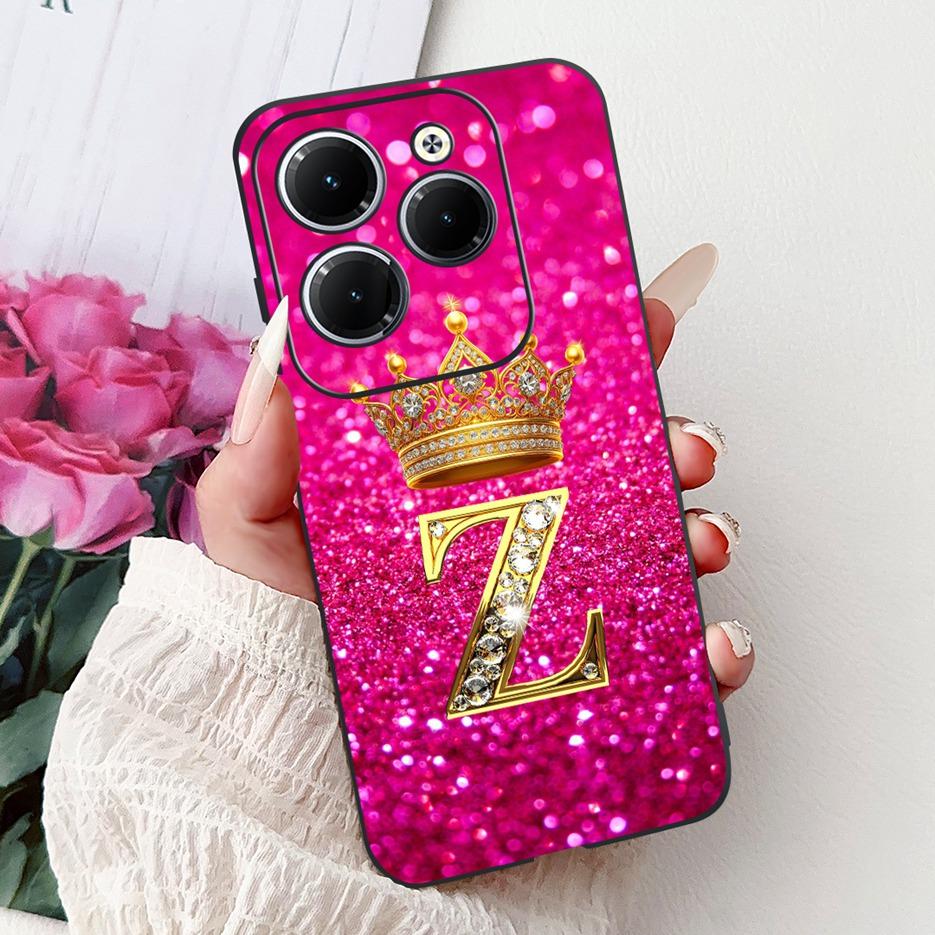 Pro pouzdro Infinix Hot 40 Pro X6837 Luxusní kryt s písmeny a korunkou Měkké silikonové pouzdro na telefon Pro Infinix Hot 40i Hot40 Pro Hot40i