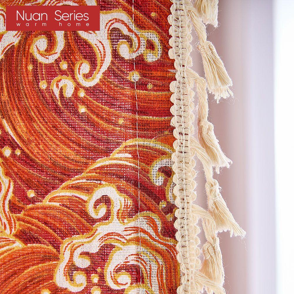 1PC Hot Selling Fashionable and Versatile Japanese Printed Tassel Cotton Linen Curtains for Small Windows Balcony Home Dceor Nuan Series