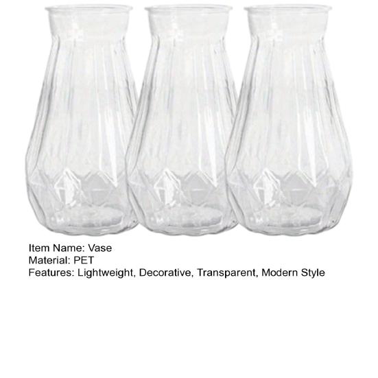 Plastic Clear Bud Vase Decorative Flower Vase Plant Holder Modern Centerpiece Vase for Home Wedding Party