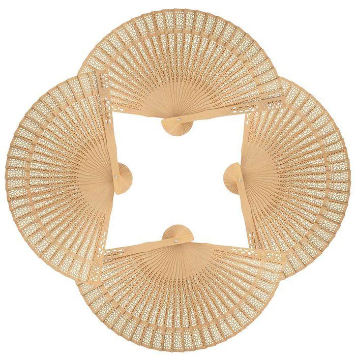 4 éventails en bois naturel à décorer 20 cm