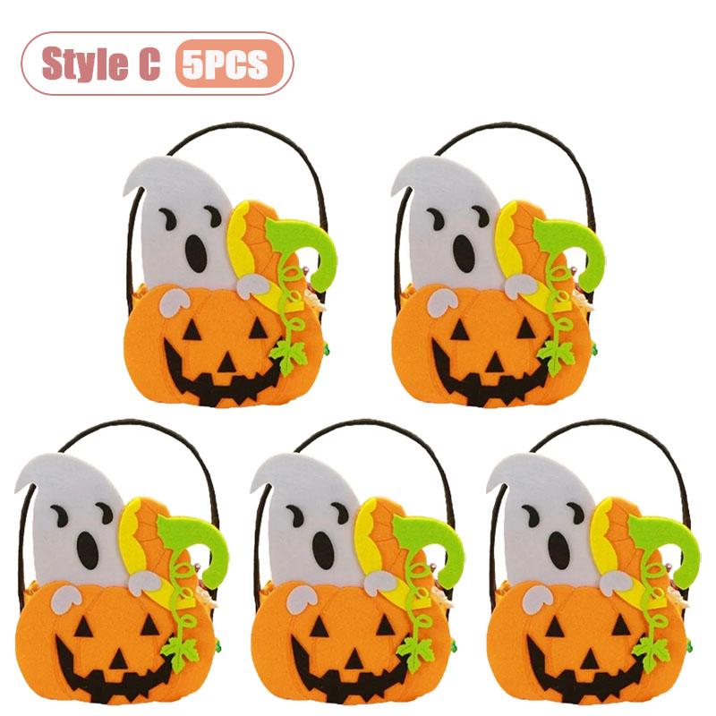 1-10PCS Children Halloween Felt Pumpkin Candy Bag Hand Carry Trick or Treat Gift Tote Party Favor Goodie Sack Cute