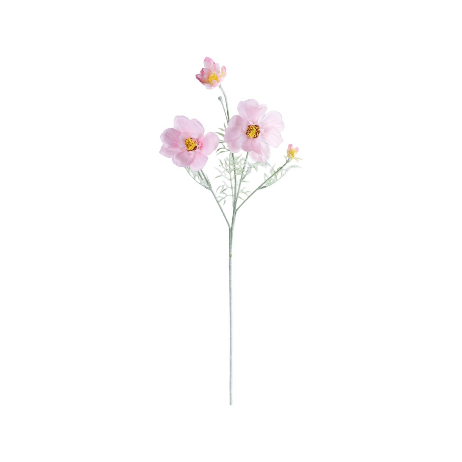 

Artificial Cosmos Flower Stem with Realistic Petals and Textured Leaves for Home Office Event Decoration Display One Size рожевий
