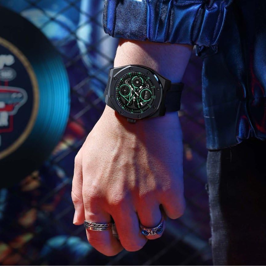 BUREI Men's Analog Quartz Watch, Black, Sports, Waterproof, Business, Work, Commuting, Stylish, Popular, Simple, Business, Stylish, Father's Day Gift