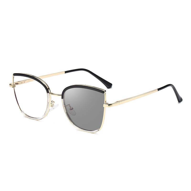 Cat'S Eye Optical Frame Women'S Color-Changing Anti-Blue Light Glasses Frame Women'S Advanced Myopia Flat Lens