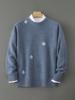 Men's Color Block Wool Sweater: Loose Fit, Round Neck, Thick Knit for Casual or Business Wear