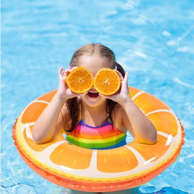 1Pcs Pool Float Fruit Inflatable Swim Ring Orange Tube Durable Pvc Float For Beach Lake Party Summer