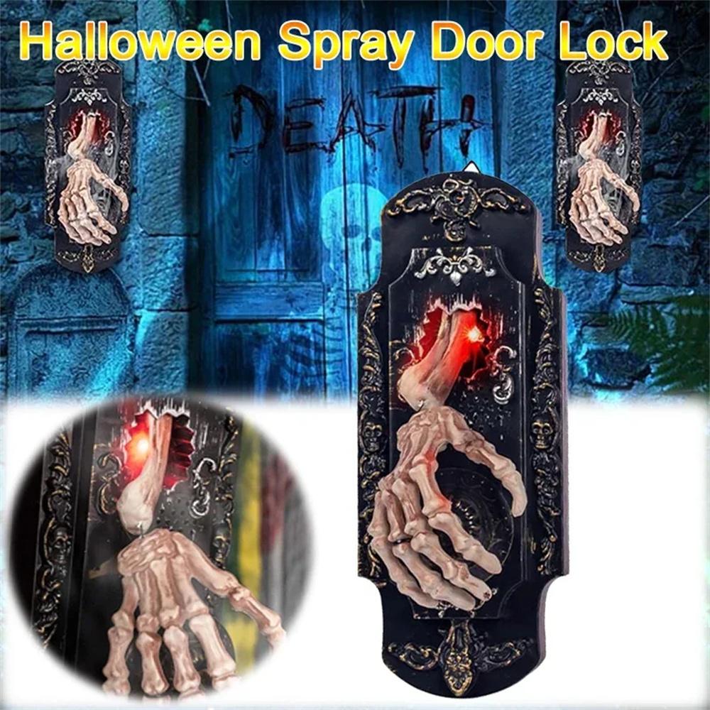 1× Skeleton Hand Shape Halloween Funny Spray Doorbell For Halloween Decoration