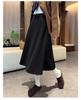 2025 New College Style Black A-Line Wool Skirt - Autumn/Winter Pear-Shaped Exclusive