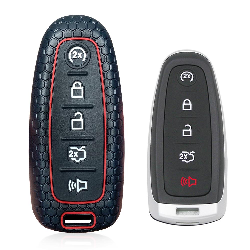 

Silicone Remote Car Key Case For Ford Edge C Max Explorer Kuga Escape Focus Taurus Cover Key Chain Ring Holder Accessories чёрный