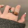 Elegant Vintage Inspired Alloy Rings with Adjustable Fit and Unique Natural Stone Texture Designs Daily Casual Use