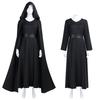 Women Black Hooded Cloak Cosplay Costume 3‑Piece Set
