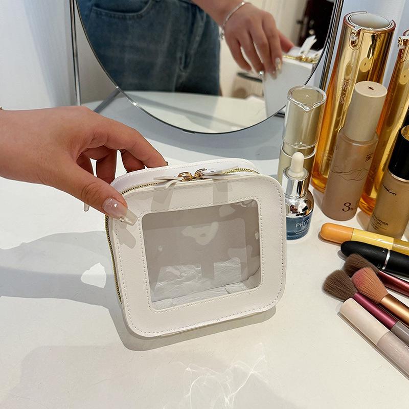 

2024 Stylish Transparent White Makeup Bag & Lipstick Organizer