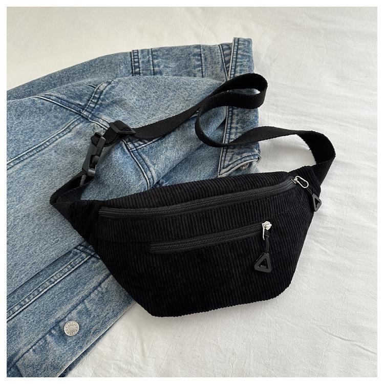 

Lightweight Corduroy Fanny Pack Crossbody Bag Fashionable Retro Style Casual Chest Waist Bag Fresh Style Korean Version Handbags
