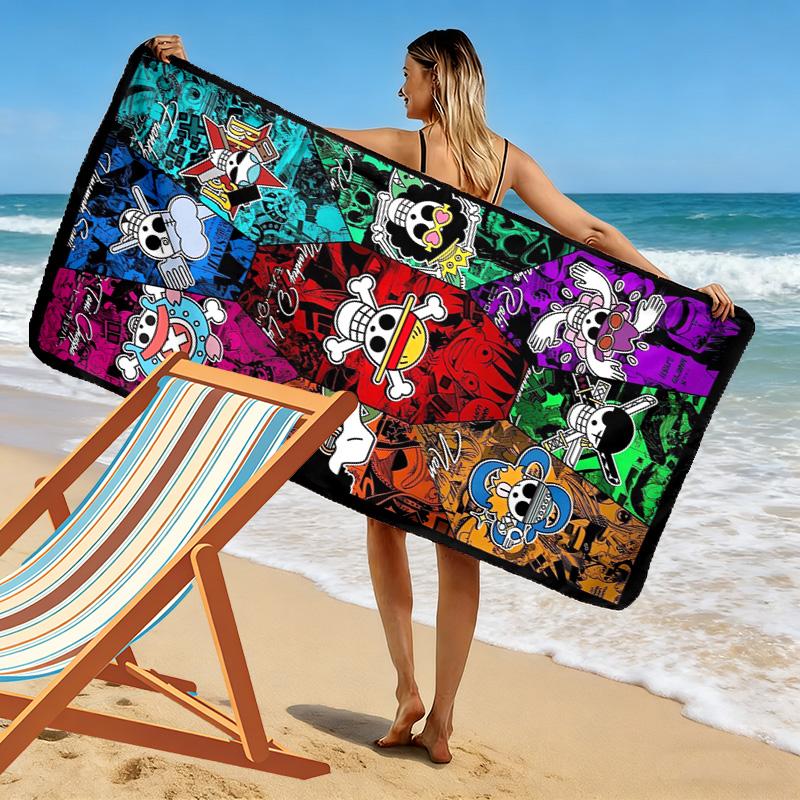 Anime Pirate Adventure Print Beach Towel, Large Soft Quick Dry Towel for Beach Camping Swimming