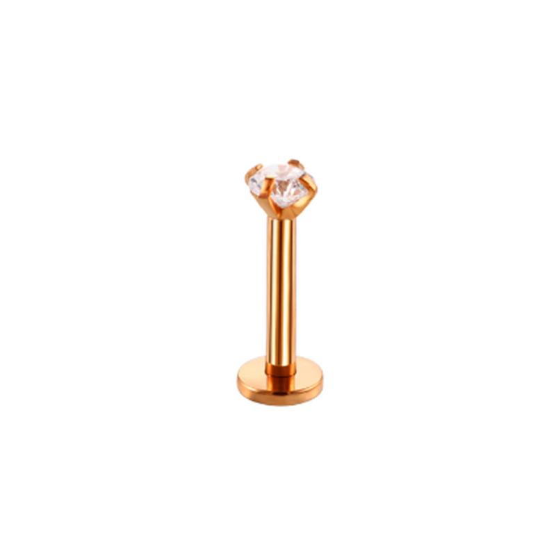 G23 Titanium Diamond-Set Internally Threaded Lip Stud 16G, 3-5mm