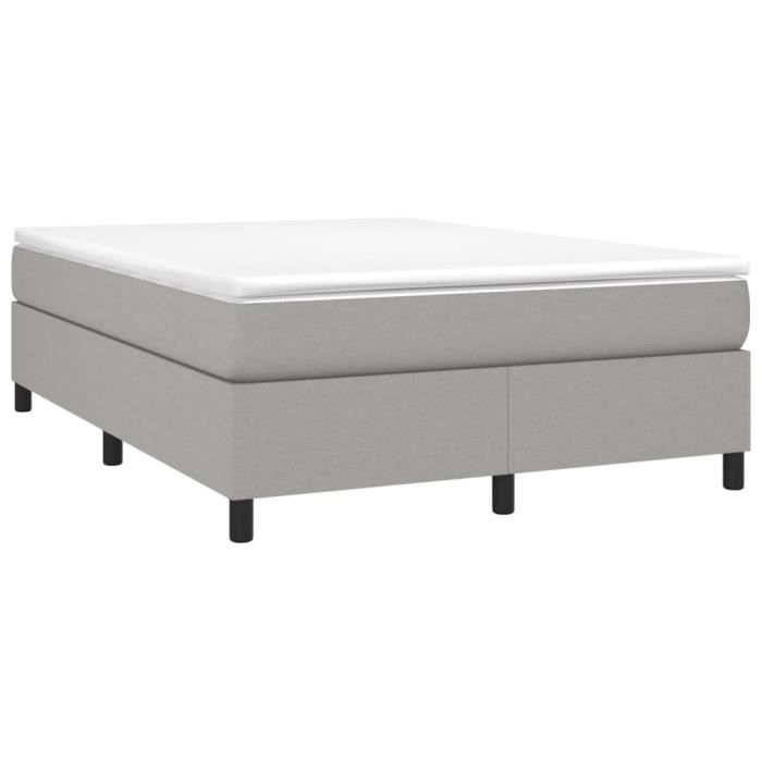 3144415 vidaXL Lit à sommier tapissier avec matelas Gris clair 140x190cm Tissu