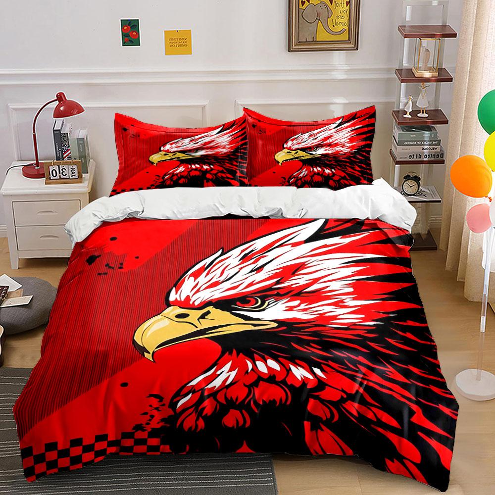 Fierce Red Eagle Design Bedding Duvet Cover Set Duvet Cover Pillowcases (1*Duvet Cover 2*Pillowcases, Without Duvet Insert)