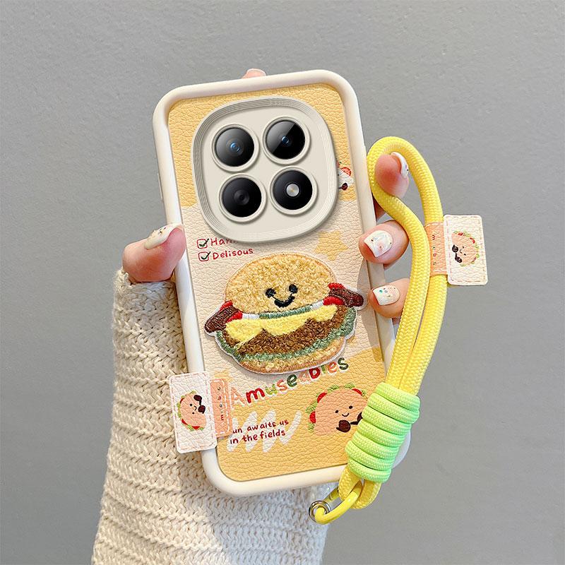 KEYSION Cartoon Cute Plush Embroidery Case for Redmi Note 15 Pro 5G 15 4G with Lanyard Silicone Shockproof Phone Cover for Xiaomi POCO M8 5G
