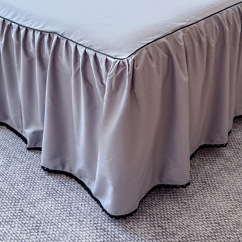 Skin-friendly Bed Skirt Pure Cotton Bed Cover Solid Color Bedspread with Ruffles Home Bed Linen jupe de lit (No Pillowcase)