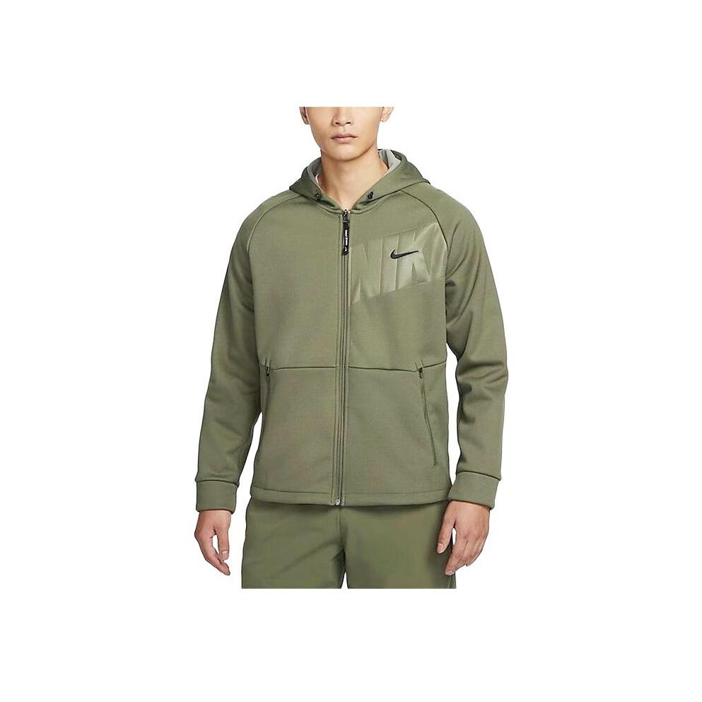 Nike Solid Color Hooded Zipper Casual Long Sleeve Sweatshirt Men Sweatshirt Green FN3057-222