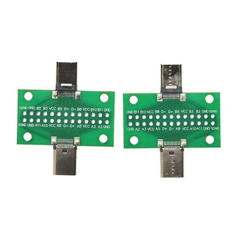 1Pcs Type C 24P 2.54Mm Connector Socket Type-C Male To Female Usb 3.1 Test Pcb Board Adapter For Data Line Wire Cable Transfer