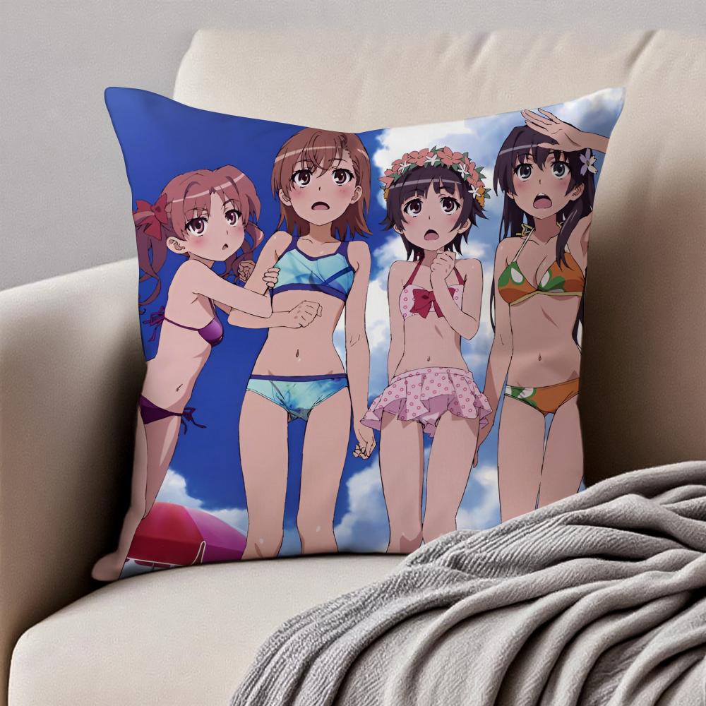 Hot SciFi Anime AA Certain Scientific Railgun Cushion Cover Pillowcase Antidustmite Invisible Zipper Short Plush Sofa Cushion