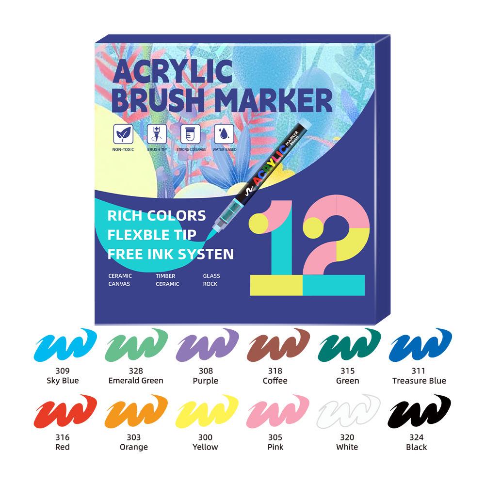 Large Capacity Liquid Ink Soft-Tip Acrylic Marker Pens - Bleed-Proof, Stackable for Primary Students