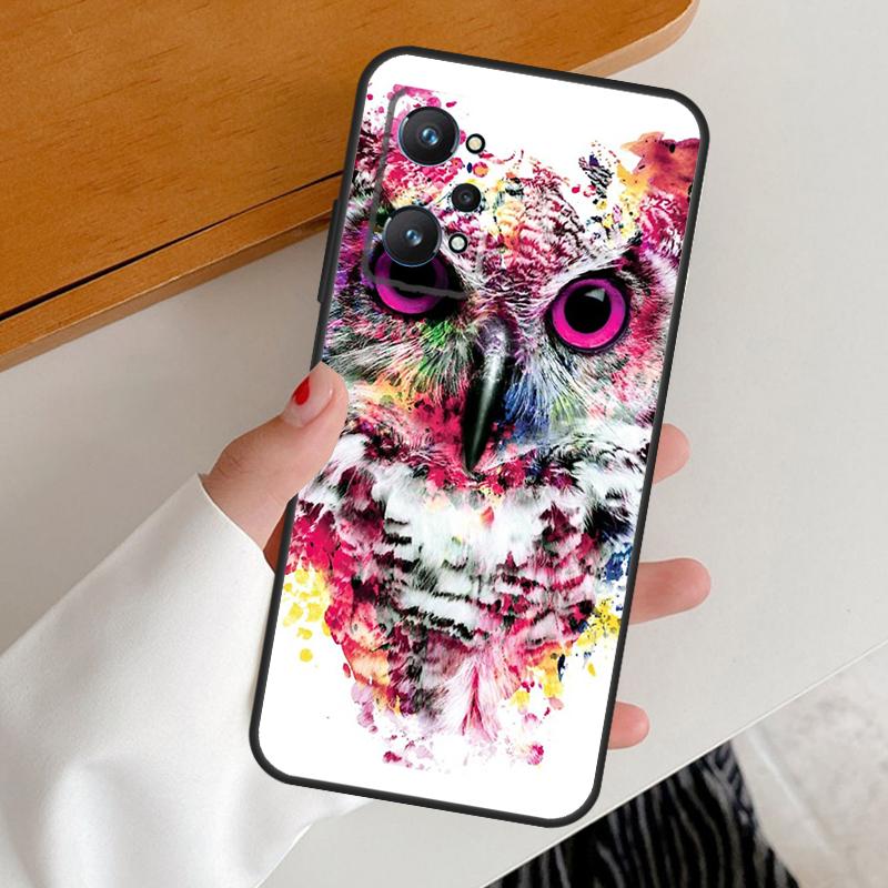 Owl Watercolor Animal For Realme C53 C51 C55 C67 C30 C31 C33 C35 C21Y C25s GT5 9 10 11 12 Pro Plus GT Neo 6 Case