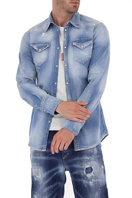 DSQUARED2 luxury men's denim shirt made in Italy NEW - Size: IT52