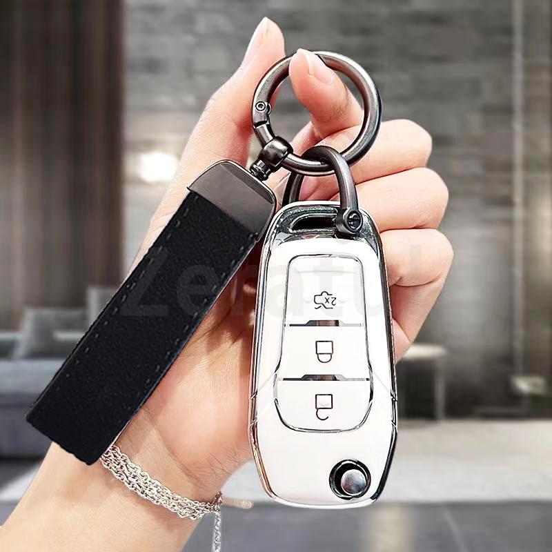 Tpu Shell Car Key Fob Case Cover For Ford Explorer Fiesta Ka Mondeo F-150 F-250 F-350 Ranger Smart Keyless Protector Keychain