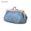 Genuine Leather Women's Kiss Lock Pouch Wallet - Minimalist, Fashionable Mini Coin Purse and Bag