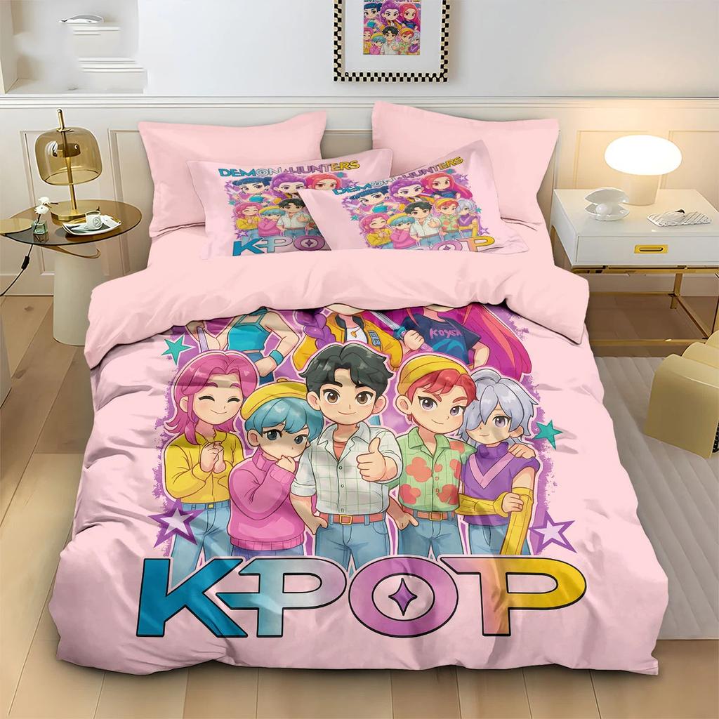 K-Pop Demon Hunters Bedding Sets Eu Single Comforter Quilt Bed Cover Duvet Cover Pillow Case 2-3 Pieces Sets Kids Adult Size