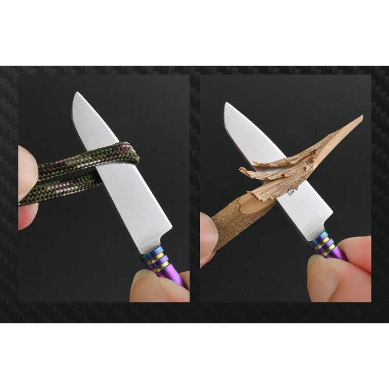 Mini Stainless Steel Sharp Blade Fixed Blade Knife Portable Pocket Keychain Unpacking Knife Camping Survival With Leather Case